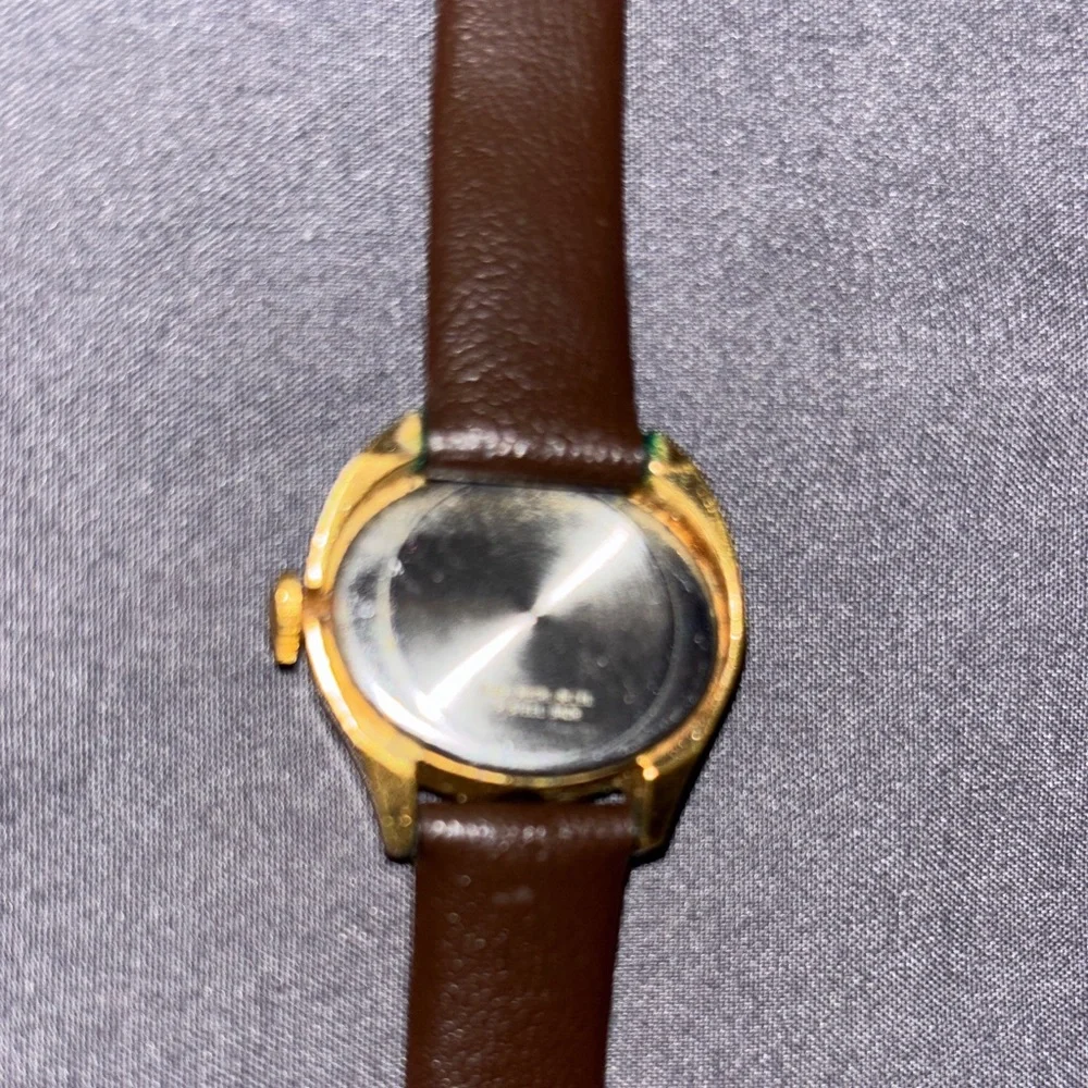 Timex Vintage Women's Gold-Tone Case Watch with Brown Leather Strap Dead Battery